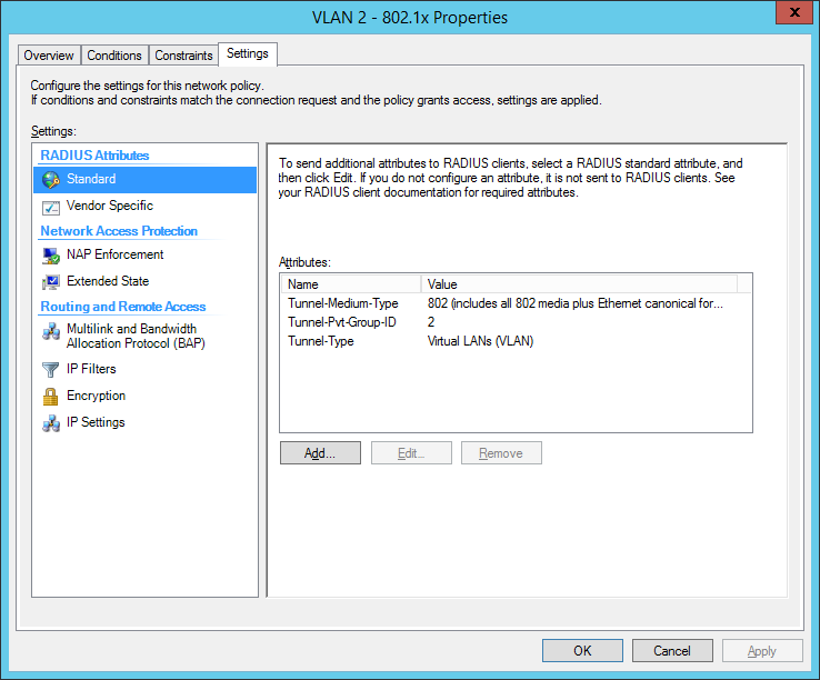 dynamic vlan assignment with nps radius server