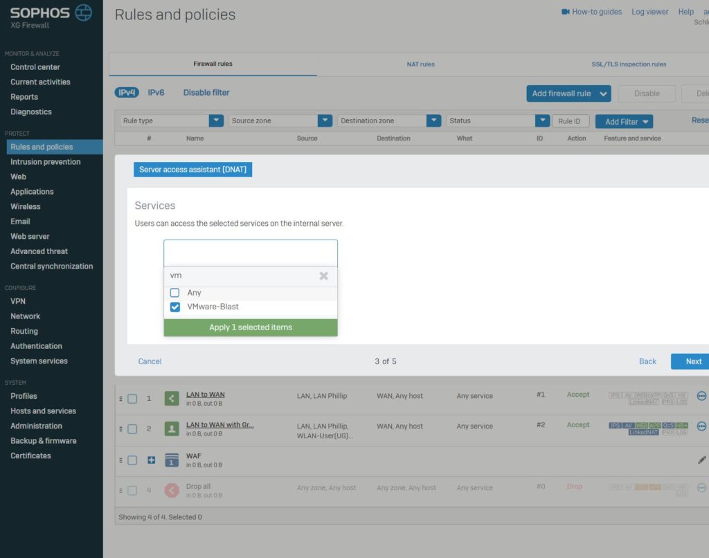 Sophos XG how to secure VMware Horizon via WAF - Network Guy